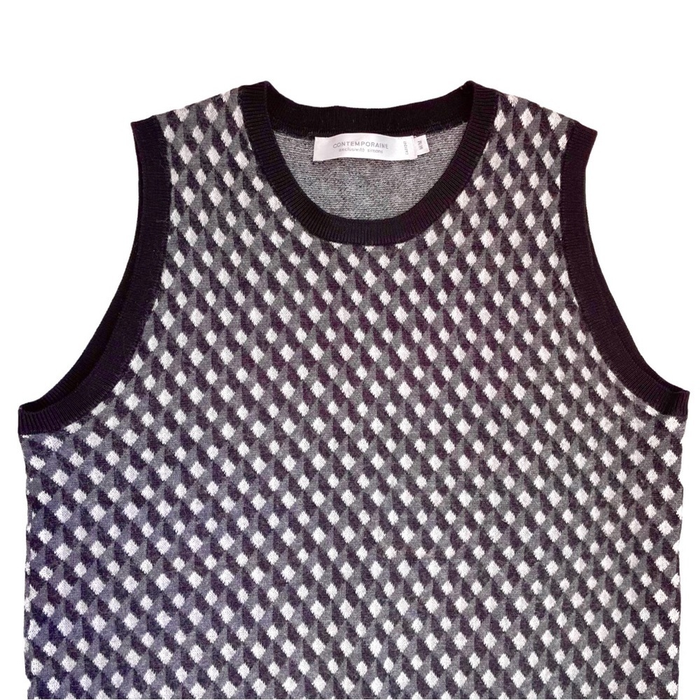 Simons Contemporaine Geo Mosaic Vest, Wool Blend, Grey and Black, Size Medium - Picture 3 of 6